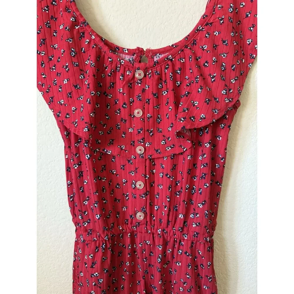 Lot Of 2 Justice Floral Ruffle Sleeveless Elastic Waist Girls Romper Size M 10